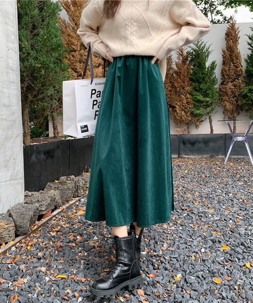 Doula Doula(ドゥーラドゥーラ)の「コーデュロイミドル丈フレアスカート(スカート・レディース・ブラウン/グリーン/ブラック・FREE)」の10枚目の写真