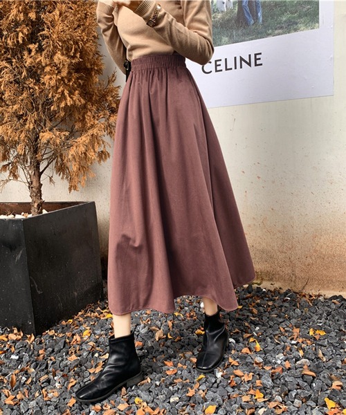 Doula Doula(ドゥーラドゥーラ)の「コーデュロイミドル丈フレアスカート(スカート・レディース・ブラウン/グリーン/ブラック・FREE)」の18枚目の写真