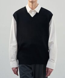 DRAW FIT（ドローフィット）の「オーバーサイズウールニットベスト[ブラック]（ベスト）」