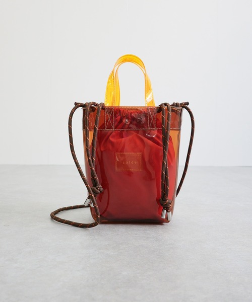 COLDE （コルデ）の「2way配色ビニールバッグ（トートバッグ・レディース・ブラック/ライトグリーン/オレンジ・FREE）」の4枚目の写真