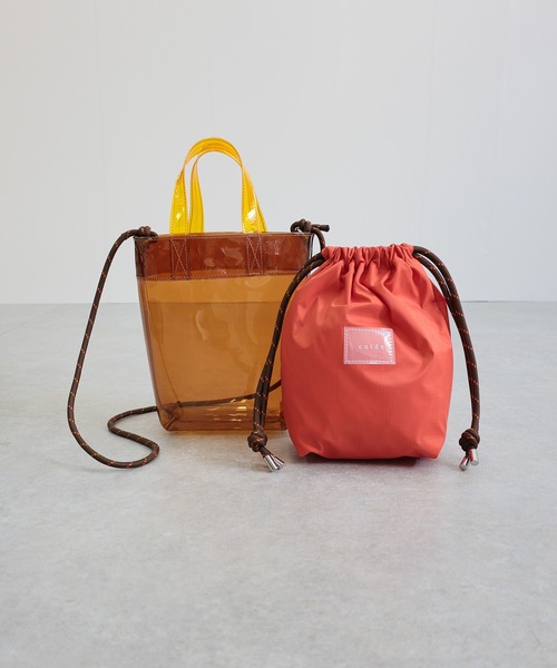 COLDE （コルデ）の「2way配色ビニールバッグ（トートバッグ・レディース・ブラック/ライトグリーン/オレンジ・FREE）」の11枚目の写真