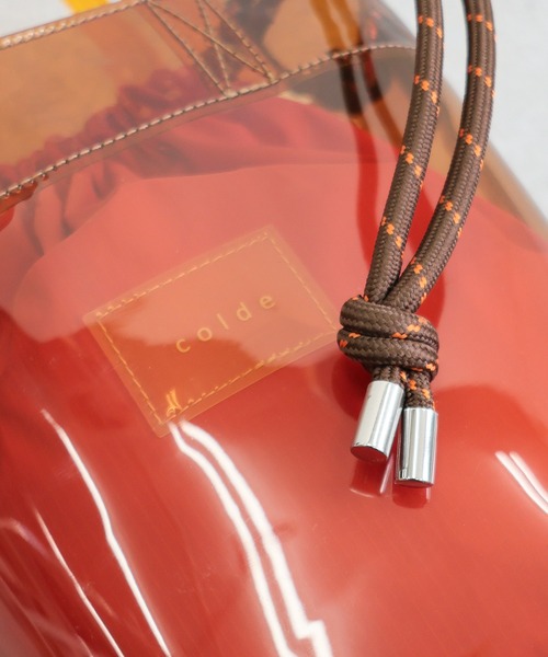 COLDE （コルデ）の「2way配色ビニールバッグ（トートバッグ・レディース・ブラック/ライトグリーン/オレンジ・FREE）」の12枚目の写真