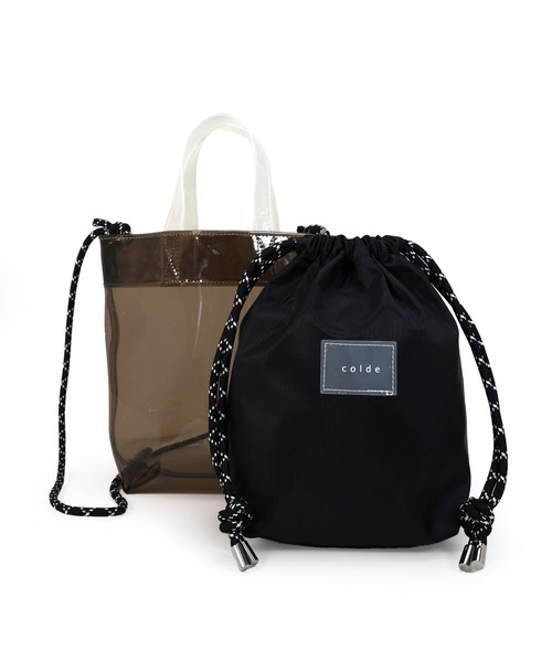 COLDE （コルデ）の「2way配色ビニールバッグ（トートバッグ・レディース・ブラック/ライトグリーン/オレンジ・FREE）」の8枚目の写真