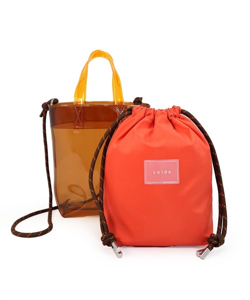 COLDE （コルデ）の「2way配色ビニールバッグ（トートバッグ・レディース・ブラック/ライトグリーン/オレンジ・FREE）」の10枚目の写真