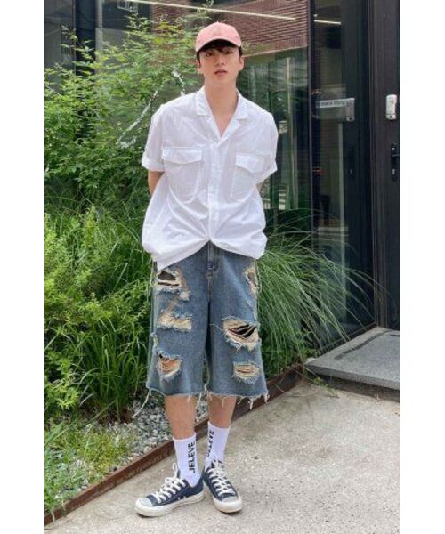 Diamond Layla（ダイアモンドレイラ）の「[COOL COTTON] 3-Stitch Open Collar Cotton 1/2 Shirt  S135  White（シャツ/ブラウス・レディース・その他・MEDIUM/LARGE）」の13枚目の写真