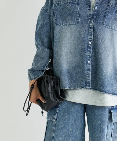 セール】ダブルポケット オーバーサイズ デニムシャツ（シャツ