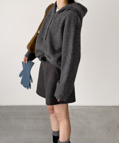 CANAL JEAN（キャナルジーン）の「diggity　パーカーニットプルオーバー（ニット/セーター・レディース・アイボリー/チャコールグレー・ONE SIZE）」の3枚目の写真