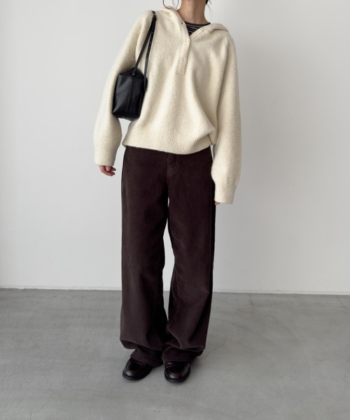 CANAL JEAN（キャナルジーン）の「diggity　パーカーニットプルオーバー（ニット/セーター・レディース・アイボリー/チャコールグレー・ONE SIZE）」の9枚目の写真