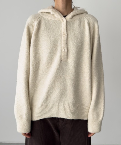 CANAL JEAN（キャナルジーン）の「diggity　パーカーニットプルオーバー（ニット/セーター・レディース・アイボリー/チャコールグレー・ONE SIZE）」の10枚目の写真