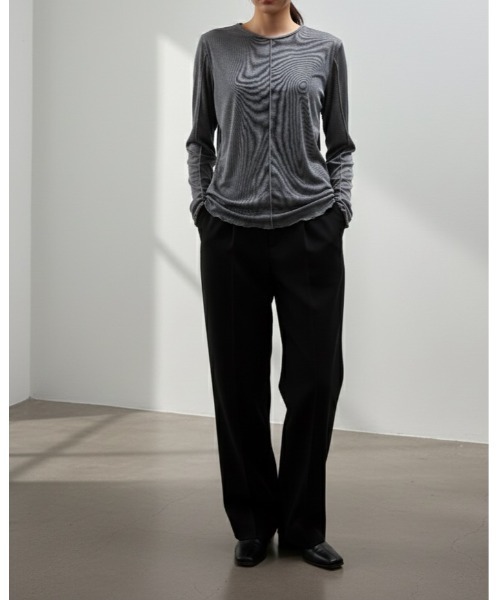 SOTT(ソット)の「2wayシアーラメトップス(Tシャツ/カットソー・レディース・ブラック/グレー/ブラウン/ホワイト・FREE)」の3枚目の写真