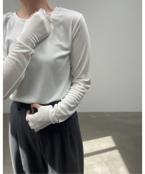 SOTT(ソット)の「2wayシアーラメトップス(Tシャツ/カットソー・レディース・ブラック/グレー/ブラウン/ホワイト・FREE)」の12枚目の写真