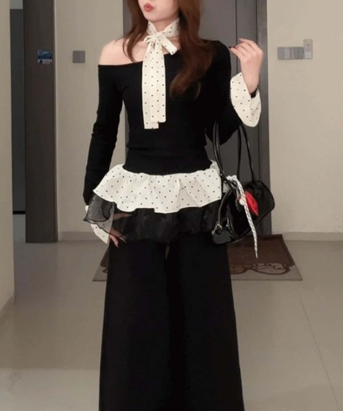 MAISON DE THERESE(メゾン ド テレーズ)の「オフショルダーTシャツ ロン T(Tシャツ/カットソー・レディース・ブラック・M)」の5枚目の写真