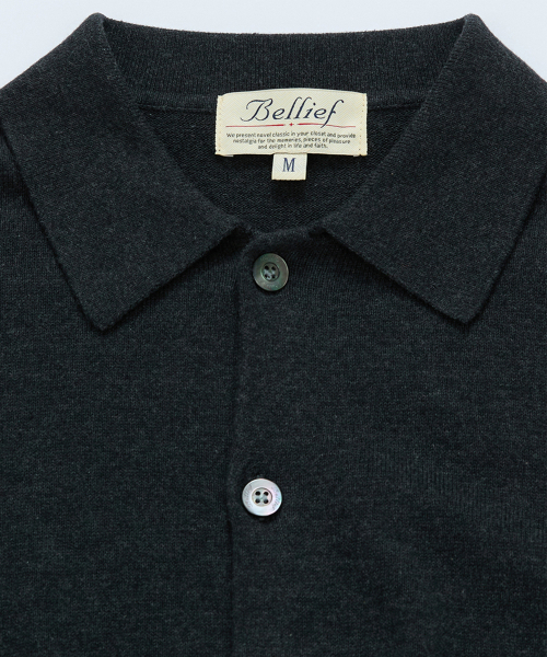 BELLIEF(ベリーフ)の「Essential Cotton Comfort Collar Cardigan (Grey)(カーディガン/ボレロ・メンズ・その他・MEDIUM/LARGE/X-LARGE)」の2枚目の写真