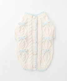 moncheri（モンシェリ）の「リボンモチーフバイカラーニットカーディガン【背中開き・伸縮性◎】（ペットウェア）」