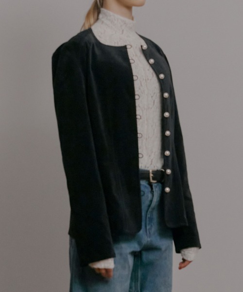 LE CIEL BLEU(ルシェルブルー)の「ベルベットシャツジャケットw/パールボタン / Velvet Shirt Jacket w/Pearl Button(シャツ/ブラウス・レディース・ブラック・38/36)」の5枚目の写真