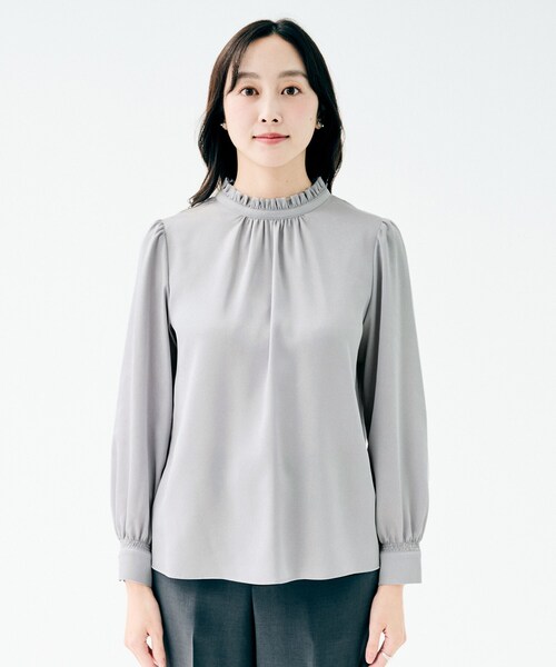 UNTITLED（アンタイトル）の「【セレモニー/定番人気】ハイネックフリル ブラウス（シャツ/ブラウス・レディース・ネイビー/ライトグレー/オフホワイト・00/01/02/03/04/44/46/48/50）」の18枚目の写真