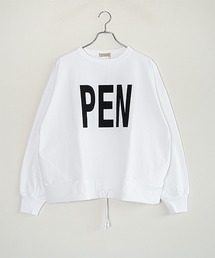 ペンネ天竺 モックネック裾ヒモ プリントプルオーバー PEN NE