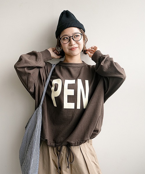 SOLAMONAT(ソラモナ)の「ペンネ天竺 モックネック裾ヒモ プリントプルオーバー PEN NE(Tシャツ/カットソー・レディース・杢グレー/ヘザーチャコール/ホワイト×ブラック/ブラック×グレー/ホワイト×グレー/ブラウン/キナリ/ブラック系その他・FREE)」の8枚目の写真