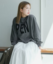 ペンネ天竺 モックネック裾ヒモ プリントプルオーバー PEN NE