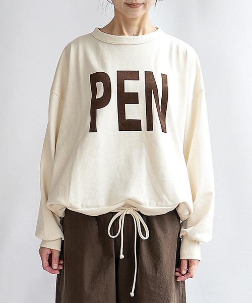 SOLAMONAT(ソラモナ)の「ペンネ天竺 モックネック裾ヒモ プリントプルオーバー PEN NE(Tシャツ/カットソー・レディース・杢グレー/ヘザーチャコール/ホワイト×ブラック/ブラック×グレー/ホワイト×グレー/ブラウン/キナリ/ブラック系その他・FREE)」の19枚目の写真