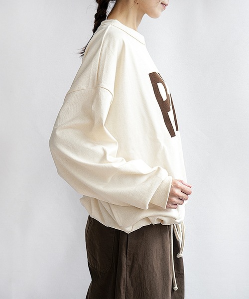 SOLAMONAT(ソラモナ)の「ペンネ天竺 モックネック裾ヒモ プリントプルオーバー PEN NE(Tシャツ/カットソー・レディース・杢グレー/ヘザーチャコール/ホワイト×ブラック/ブラック×グレー/ホワイト×グレー/ブラウン/キナリ/ブラック系その他・FREE)」の20枚目の写真