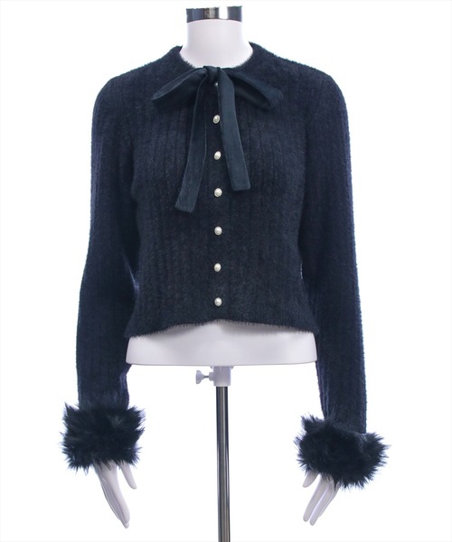 clear（クリア）の「リボン付き袖口ファーニットカーディガン[バレエコア ガーリー]≪AW新作≫（カーディガン/ボレロ・レディース・ブラック/アイボリー・F）」の14枚目の写真