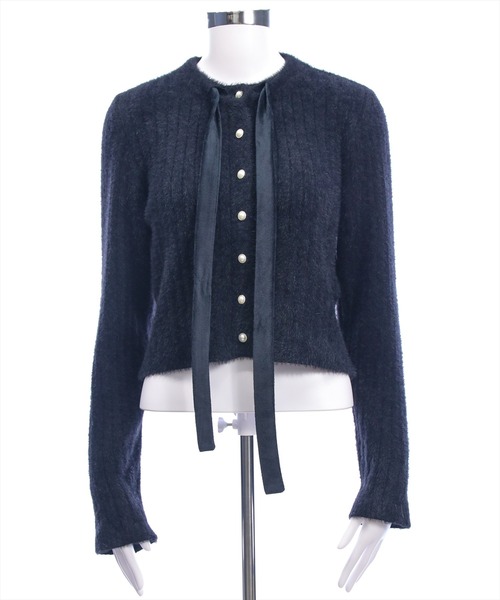 clear（クリア）の「リボン付き袖口ファーニットカーディガン[バレエコア ガーリー]≪AW新作≫（カーディガン/ボレロ・レディース・ブラック/アイボリー・F）」の10枚目の写真