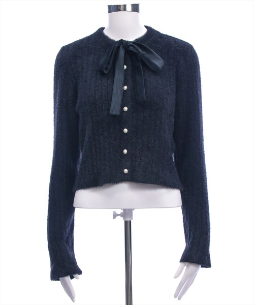 clear（クリア）の「リボン付き袖口ファーニットカーディガン[バレエコア ガーリー]≪AW新作≫（カーディガン/ボレロ・レディース・ブラック/アイボリー・F）」の9枚目の写真