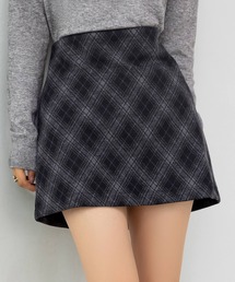 DAY CLOSET | 【ショート丈/ぺチパンツ付き】ハイウエストアーガイルチェックウール風ミニスカート レディース(スカート)