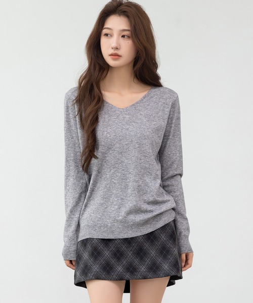 DAY CLOSET（デイ クローゼット）の「【ショート丈/ぺチパンツ付き】ハイウエストアーガイルチェックウール風ミニスカート レディース（スカート・レディース・グレー/ブラウン・S/M/L）」の6枚目の写真