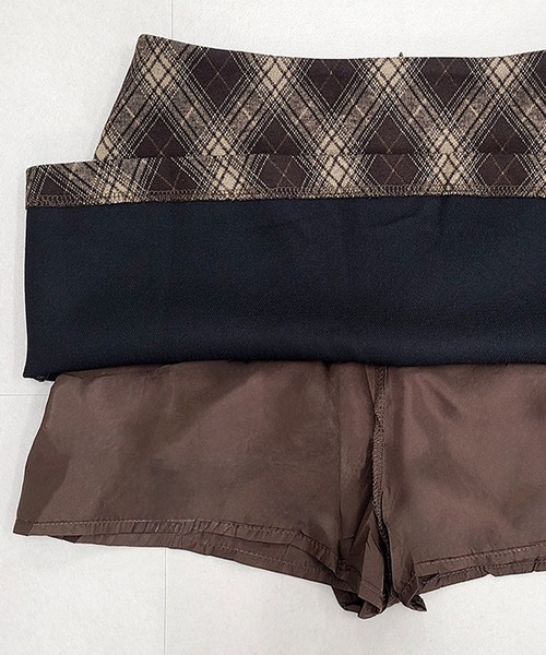 DAY CLOSET（デイ クローゼット）の「【ショート丈/ぺチパンツ付き】ハイウエストアーガイルチェックウール風ミニスカート レディース（スカート・レディース・グレー/ブラウン・S/M/L）」の21枚目の写真