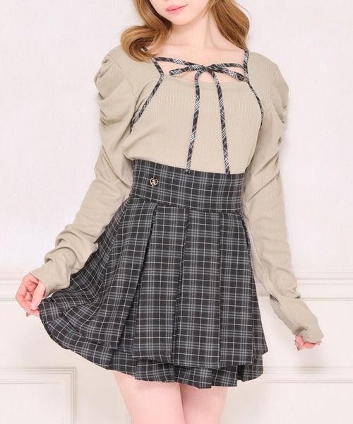 ハイウエストチェックフレアスカパン（スカート）｜apres jour（アプレ