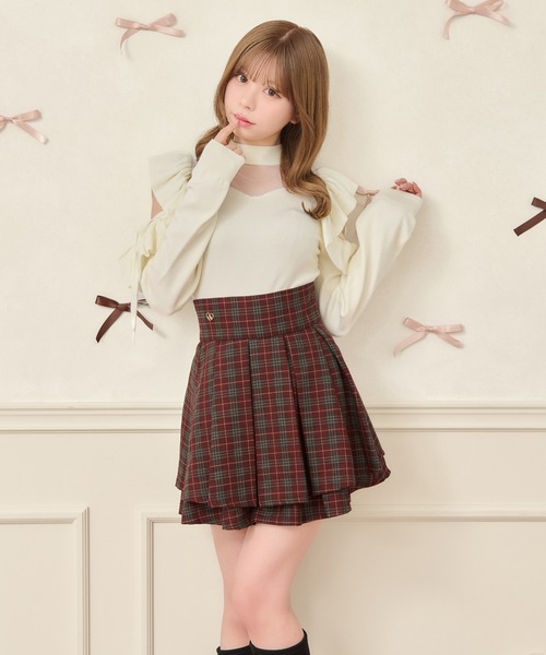 ハイウエストチェックフレアスカパン（スカート）｜apres jour（アプレ