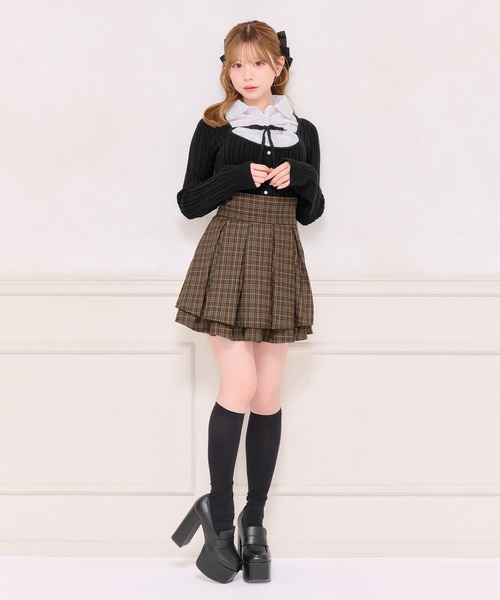 apres jour(アプレジュール)の「ハイウエストチェックフレアスカパン(スカート・レディース・ブラック系その他/ブラウン系その他/ボルドー・フリー/X-LARGE)」の10枚目の写真