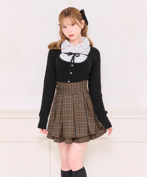apres jour(アプレジュール)の「ハイウエストチェックフレアスカパン(スカート・レディース・ブラック系その他/ブラウン系その他/ボルドー・フリー/X-LARGE)」の12枚目の写真