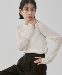 hunch（ハンチ）の「配色メロウ リブシアートップス（Tシャツ/カットソー）」