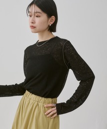 配色メロウ リブシアートップス