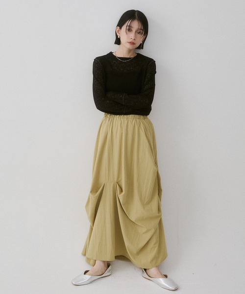 hunch(ハンチ)の「配色メロウ リブシアートップス(Tシャツ/カットソー・レディース・アイボリー/ブラック/ベビーピンク/アッシュグレー・FREE)」の21枚目の写真