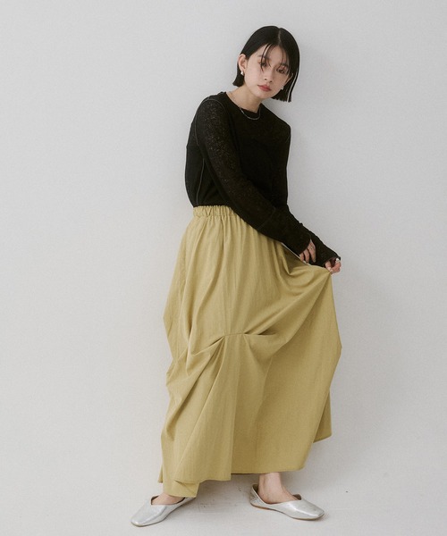 hunch(ハンチ)の「配色メロウ リブシアートップス(Tシャツ/カットソー・レディース・アイボリー/ブラック/ベビーピンク/アッシュグレー・FREE)」の22枚目の写真