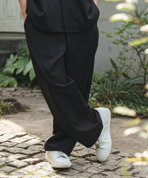 CAMBIO（カンビオ）の「mp14473- Tropical Wide Straight Pants イージースラックスパンツ(S63226cmb)（スラックス・メンズ・チャコール/キナリ/グレイッシュベージュ/ブラック・L/M/S）」の9枚目の写真