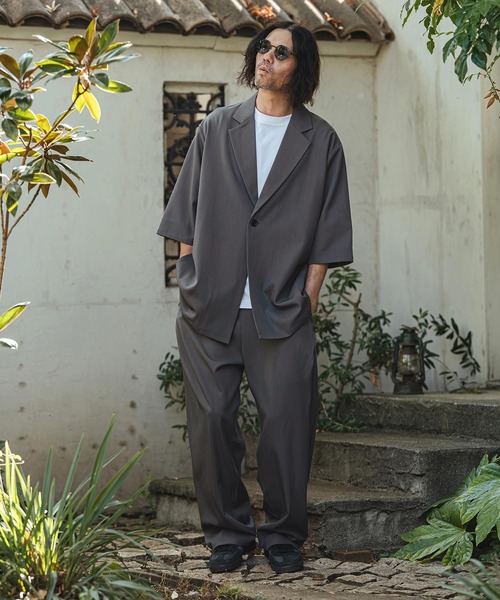 CAMBIO（カンビオ）の「mp14473- Tropical Wide Straight Pants イージースラックスパンツ(S63226cmb)（スラックス・メンズ・チャコール/キナリ/グレイッシュベージュ/ブラック・L/M/S）」の17枚目の写真