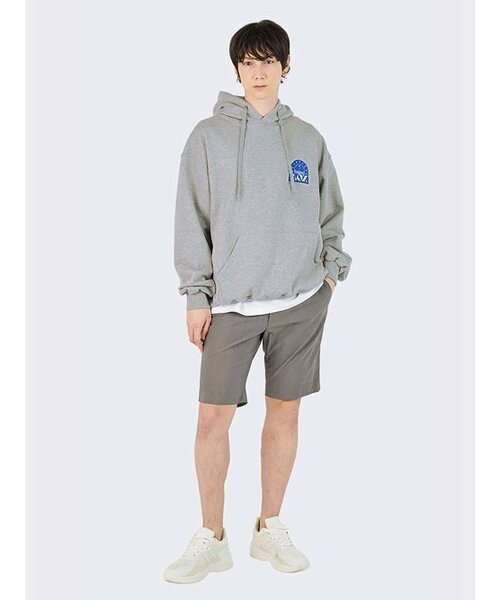 AOX(エーオーエックス)の「アーチパッチメタバースフードグレー(パーカー・メンズ・グレー・S/M/L)」の2枚目の写真