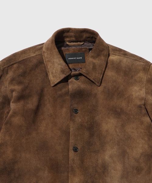 ADAM ET ROPE'（アダムエロペ）の「ヴィンテージライク ゴート スエード シャツ（カバーオール・メンズ・ブラウン・L/M）」の2枚目の写真