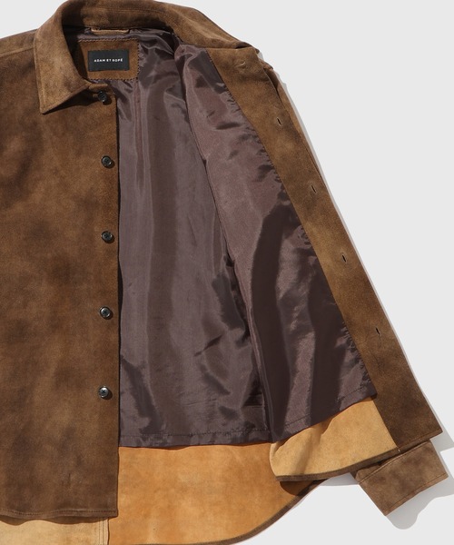 ADAM ET ROPE'（アダムエロペ）の「ヴィンテージライク ゴート スエード シャツ（カバーオール・メンズ・ブラウン・L/M）」の3枚目の写真