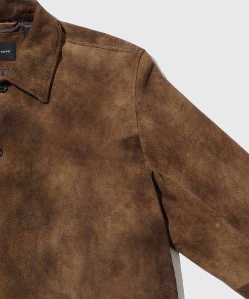 ADAM ET ROPE'（アダムエロペ）の「ヴィンテージライク ゴート スエード シャツ（カバーオール・メンズ・ブラウン・L/M）」の4枚目の写真