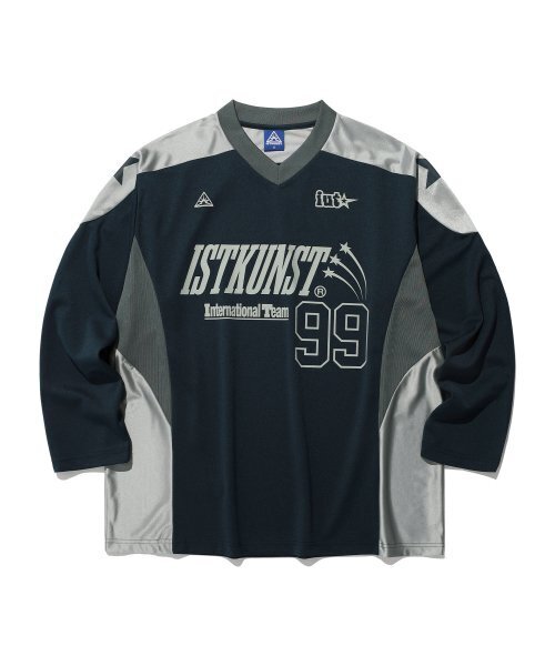 ISTKUNST(イストクンスト)の「HOMIE FOOTBALL JERSEY_NAVY(IK2DFMM580A)(Tシャツ/カットソー・レディース・ネイビー・L/M)」の1枚目の写真