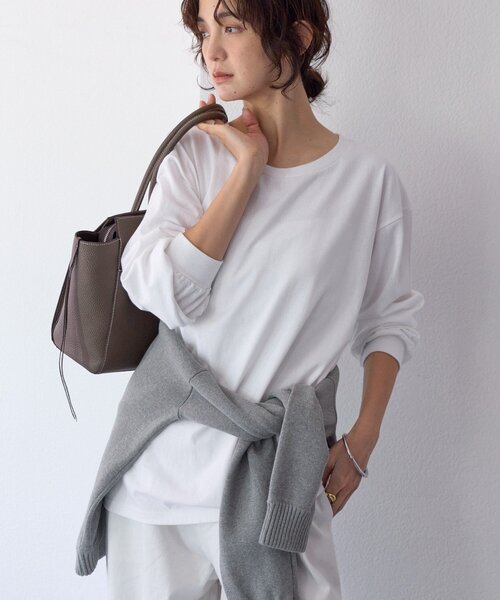 RIVE DROITE（リヴドロワ）の「【A・MONN(アモン)】オーバーロングTシャツ（Tシャツ/カットソー・レディース・ライトグレー/ホワイト・FREE）」の8枚目の写真