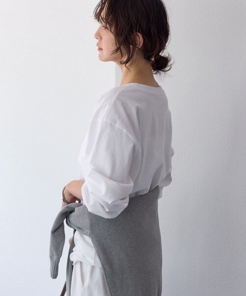 RIVE DROITE（リヴドロワ）の「【A・MONN(アモン)】オーバーロングTシャツ（Tシャツ/カットソー・レディース・ライトグレー/ホワイト・FREE）」の9枚目の写真