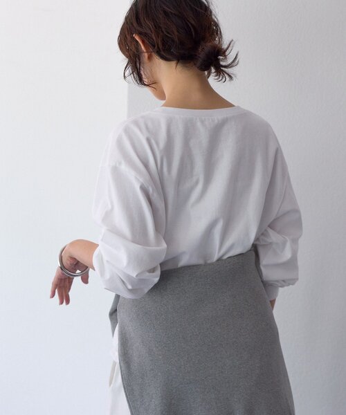RIVE DROITE（リヴドロワ）の「【A・MONN(アモン)】オーバーロングTシャツ（Tシャツ/カットソー・レディース・ライトグレー/ホワイト・FREE）」の10枚目の写真