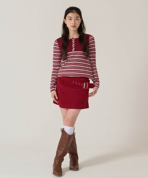 TINA:JOJUN(ティーナジョジュン)の「ペプラム ボーダー ドッキング カットソー TINA:JOJUN(Tシャツ/カットソー・レディース・グレー/バーガンディー・M)」の17枚目の写真